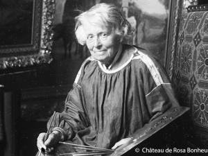 Photographie de l'artiste peintre Rosa Bonheur dans son atelier